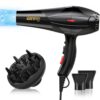 Sèche Cheveux Professionnel 2400W Ionique Diffuseur Noir