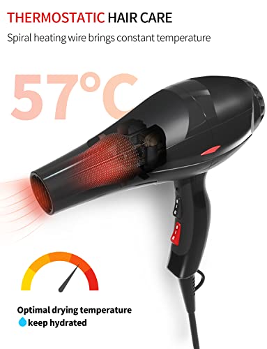 Sèche Cheveux Professionnel 3500W Ionique Céramique Diffuseur Noir