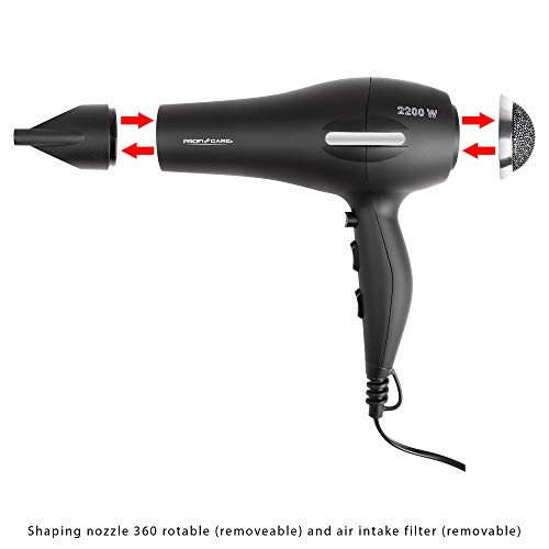 ProfiCare Séche Cheveux 2200W Ionisation Souffle Froid Moteur Ca Noir – Image 3