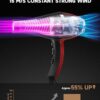 Sèche Cheveux Professionnel Ionique 2400W Noir AC-Motor 3 Températures
