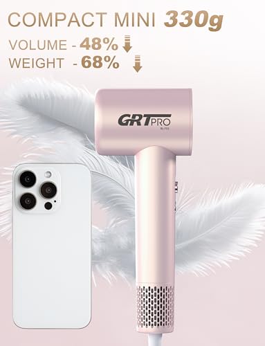 Mini Sèche Cheveux Professionnel Ionique 2200W léger Silencieux Rose
