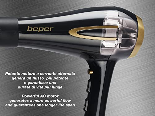 Sèche-cheveux professionnel Beper 2200 W Noir/Or avec 3 températures