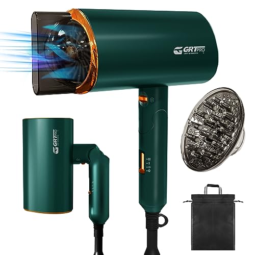 Sèche Cheveux Voyage Pliable Ionique 2200W Brillance Cheveux Lisses Vert Sèche Cheveux Voyage Pliable Ionique 2200W Brillance Cheveux Lisses Vert