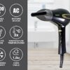Sèche-cheveux professionnel Beper 2200 W Noir/Or avec 3 températures